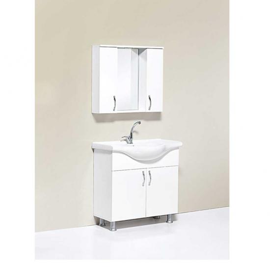 Banyo Dolabı Mdf Beyaz+ Lavabo 80 Cm